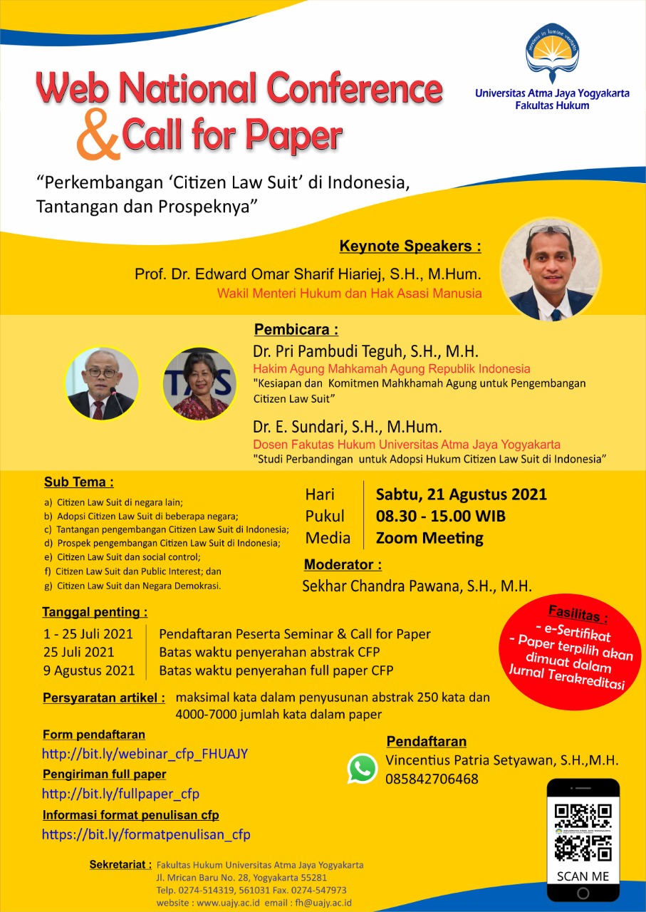 Web National Conference dan Call for Paper “Perkembangan Citizen Law Suit di Indonesia: Tantangan dan Prospeknya” Image