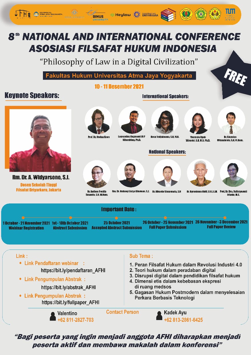 Webinar dan Call for Paper AFHI - Philosophy of Law in Digital Civilization Image