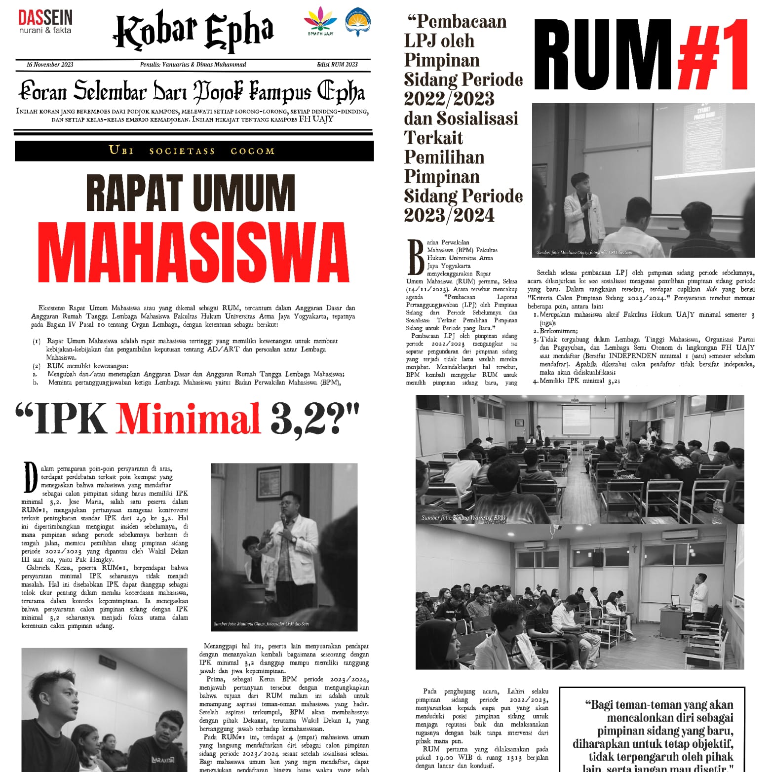 RUM #1:  “Pembacaan LPJ oleh Pimpinan Sidang Periode 2022/2023 dan Sosialisasi Terkait Pemilihan Pimpinan Sidang Periode 2023/2024 Image